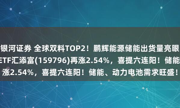 银河证券 全球双料TOP2！鹏辉能源储能出货量亮眼，大涨超10%！电池ETF汇添富(159796)再涨2.54%，喜提六连阳！储能、动力电池需求旺盛！