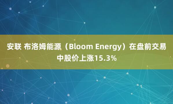 安联 布洛姆能源（Bloom Energy）在盘前交易中股价上涨15.3%