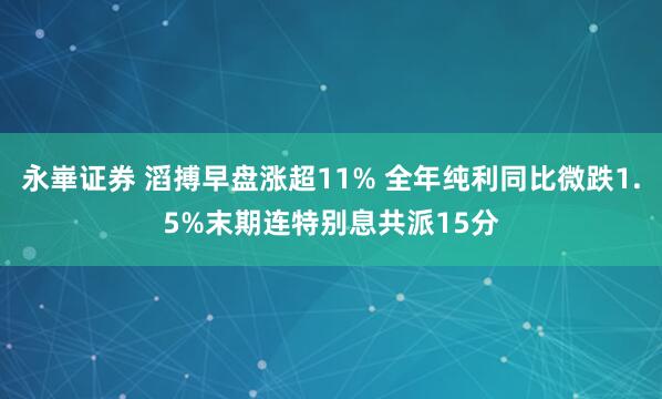 永崋证券 滔搏早盘涨超11% 全年纯利同比微跌1.5%末期连特别息共派15分